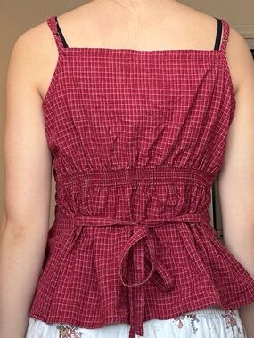 Brandy Melville Red Plaid Blouse Tank Top